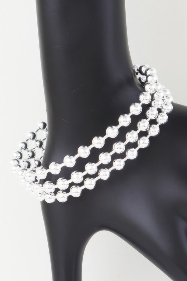 Wide Triple-Row Beaded Cuff Bracelet – Gold or Silver