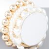 Multi Heart Stone Beaded Bracelet – Gold-Plated with Cream Stones