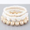 Multi Heart Stone Beaded Bracelet – Gold-Plated with Cream Stones