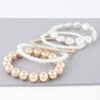 Multi Heart Stone Beaded Bracelet – Gold-Plated with Cream Stones