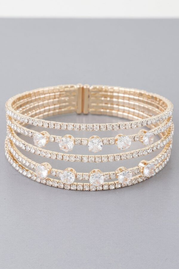 Jeweled Adjustable Cuff Bracelet – Gold or Silver