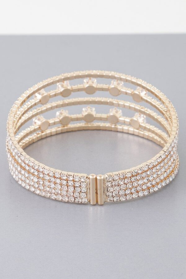 Jeweled Adjustable Cuff Bracelet – Gold or Silver