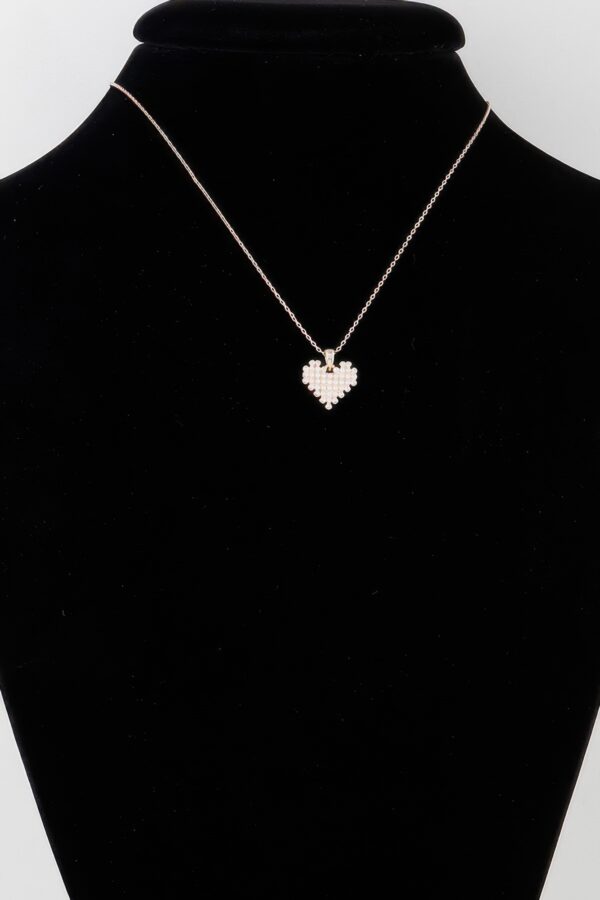 Block Pearl Heart Necklace – Gold Cream Pendant