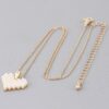 Block Pearl Heart Necklace – Gold Cream Pendant