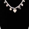 Vintage-Inspired Heart Charm Necklace – Pink & Gold