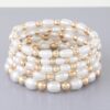Ribbed Pearl Beaded Bracelet – Gold Cream