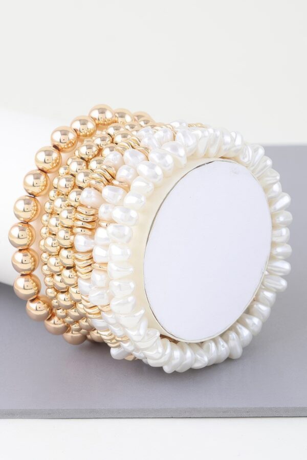 Multi-Pearl Beaded Bracelet – Adjustable, Gold or Silver Cream