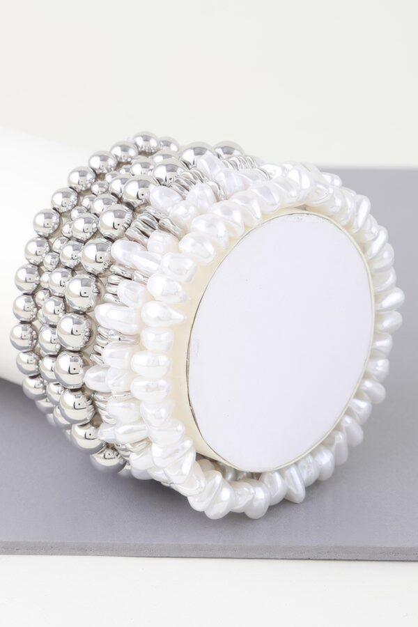 Multi-Pearl Beaded Bracelet – Adjustable, Gold or Silver Cream