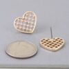 Quilted Heart Pearl Stud Earrings – 0.8″