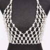 Faux Pearl Halter Neck Top – Pearl-Trimmed Cream