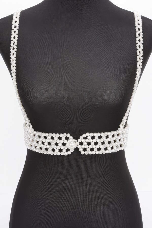 Faux Pearl Harness – Pearl-Embellished PVC Accent