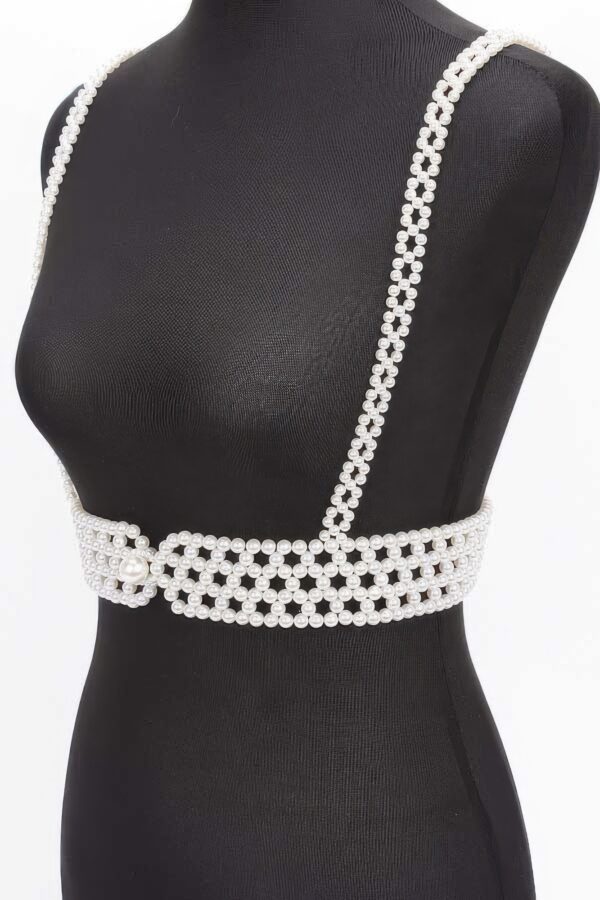Faux Pearl Harness – Pearl-Embellished PVC Accent