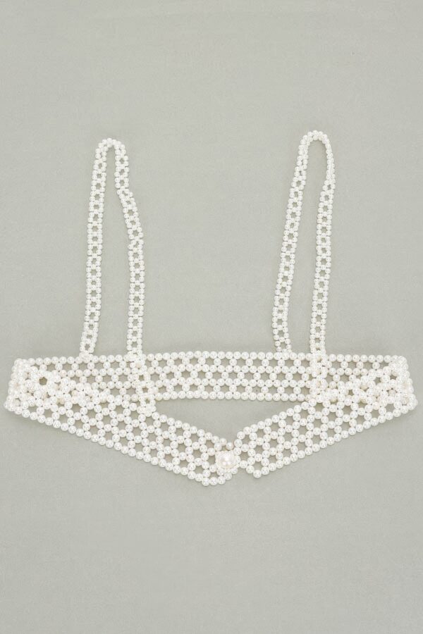 Faux Pearl Harness – Pearl-Embellished PVC Accent