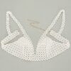 Faux Pearl Bra Top – PVC Pearl-Embellished Crop (Cream)
