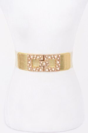 Pearl Metal Buckle Elastic Belt – Chic Waist Accent