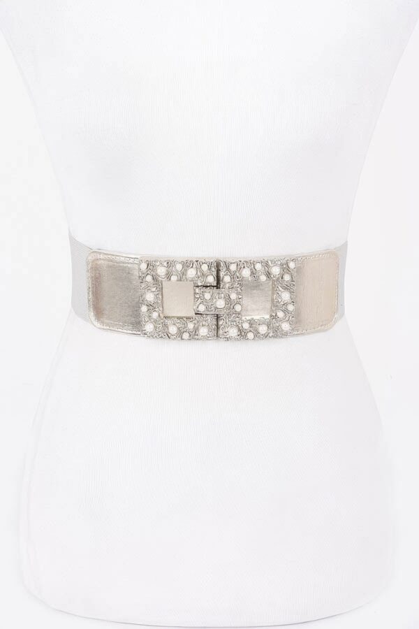 Pearl Metal Buckle Elastic Belt – Chic Waist Accent