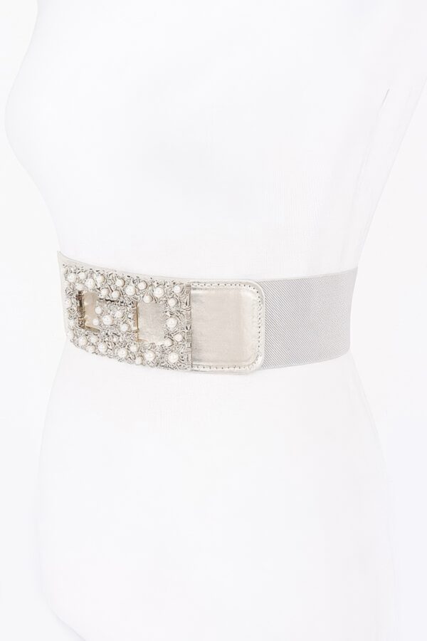 Pearl Metal Buckle Elastic Belt – Chic Waist Accent