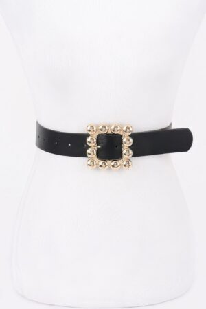 PU Belt with Square Metal Buckle – Black/Brown/Camel
