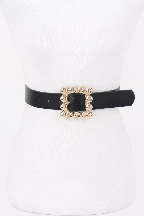 PU Belt with Square Metal Buckle – Black/Brown/Camel