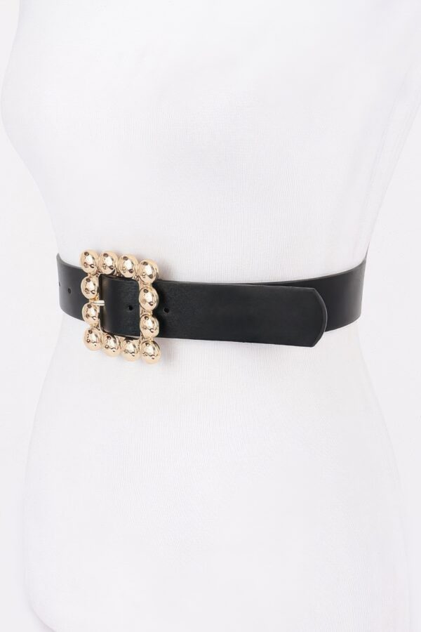 PU Belt with Square Metal Buckle – Black/Brown/Camel