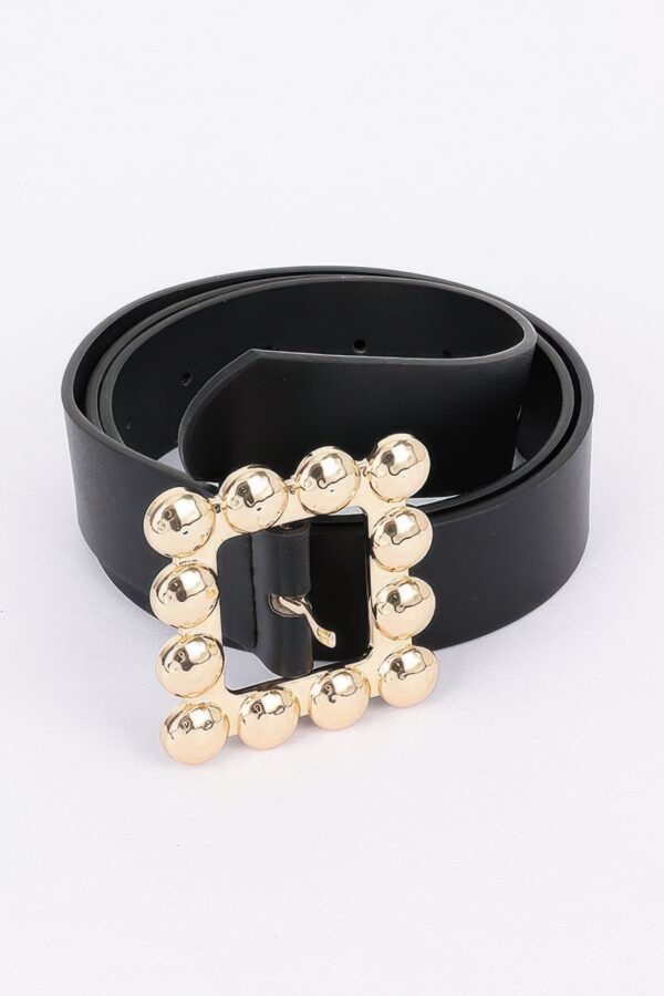 PU Belt with Square Metal Buckle – Black/Brown/Camel