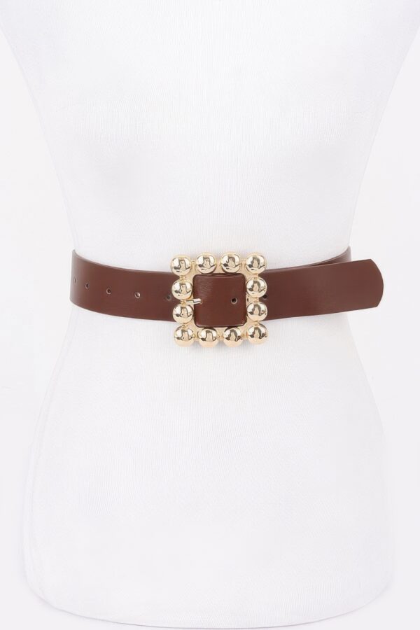 PU Belt with Square Metal Buckle – Black/Brown/Camel