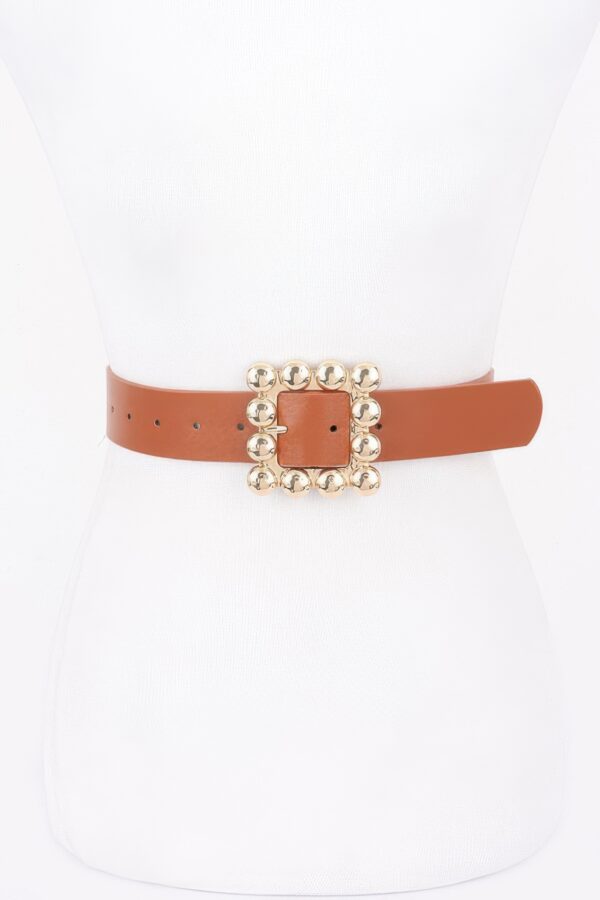 PU Belt with Square Metal Buckle – Black/Brown/Camel