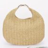 Faux Straw Hobo Bag with Metal Handle – Khaki
