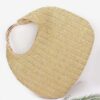 Faux Straw Hobo Bag with Metal Handle – Khaki