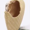 Faux Straw Hobo Bag with Metal Handle – Khaki