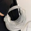 Faux Leather Rope Hobo Bag – Mixed Metal Accent