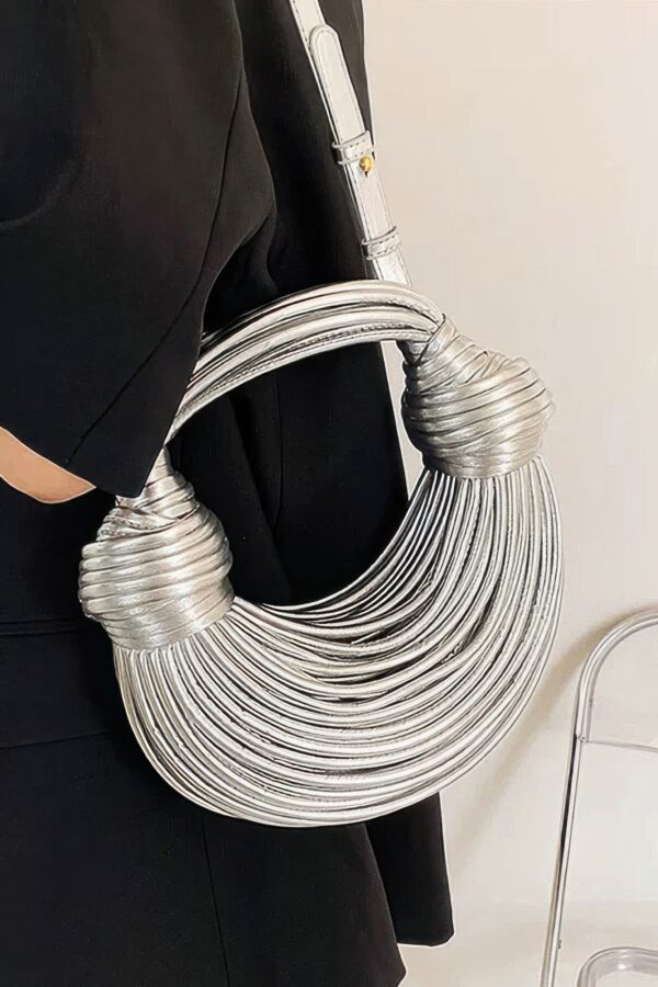 Faux Leather Rope Hobo Bag – Mixed Metal Accent