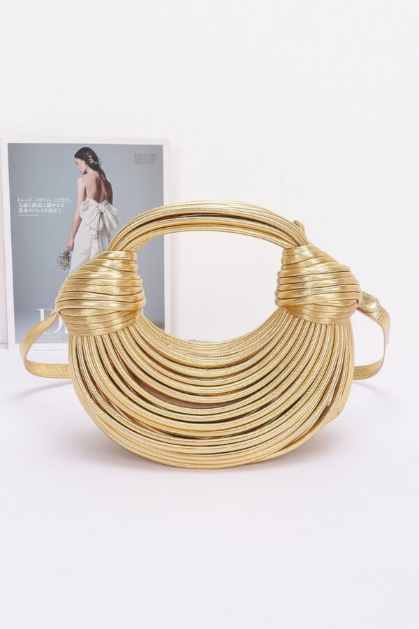 Faux Leather Rope Hobo Bag – Mixed Metal Accent
