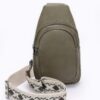Faux Leather Sling Bag with Multi-Color Strap