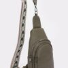 Faux Leather Sling Bag with Multi-Color Strap