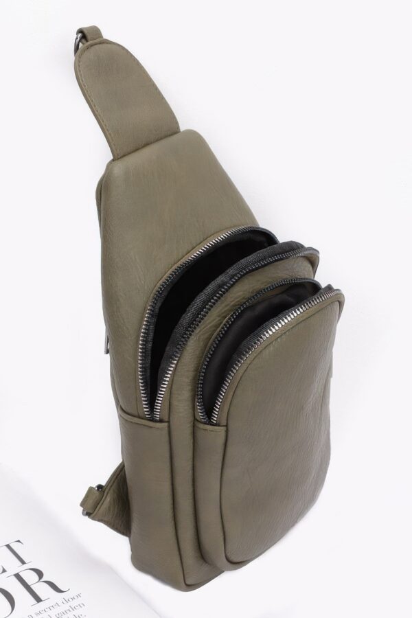 Faux Leather Sling Bag with Multi-Color Strap