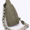 Faux Leather Sling Bag with Multi-Color Strap