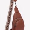 Faux Leather Sling Bag with Multi-Color Strap