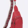 Faux Leather Sling Bag with Multi-Color Strap