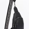 Faux Leather Sling Bag with Multi-Color Strap