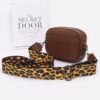 Faux Leather Camera Bag – Leopard Strap Accent