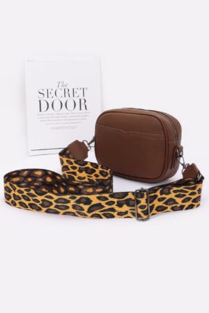 Faux Leather Camera Bag – Leopard Strap Accent