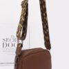 Faux Leather Camera Bag – Leopard Strap Accent
