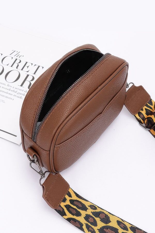 Faux Leather Camera Bag – Leopard Strap Accent