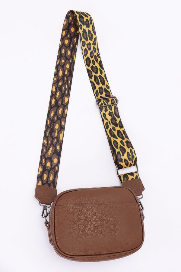 Faux Leather Camera Bag – Leopard Strap Accent