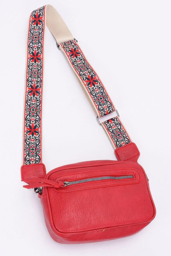 Faux Leather Camera Bag – Multi-Color Strap