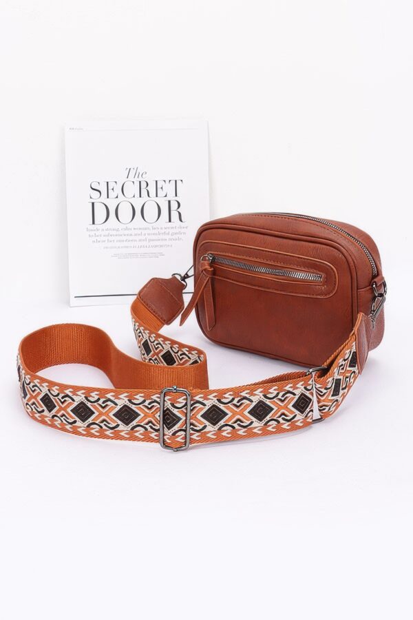 Faux Leather Camera Bag – Multi-Color Strap