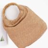 Structured Faux Straw Handbag with Bamboo Handle