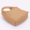 Structured Faux Straw Handbag with Bamboo Handle