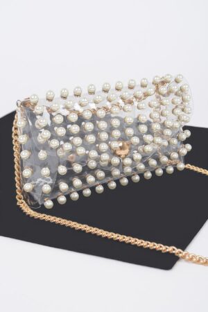 Rhinestone Clear PVC Belt Bag with Chain